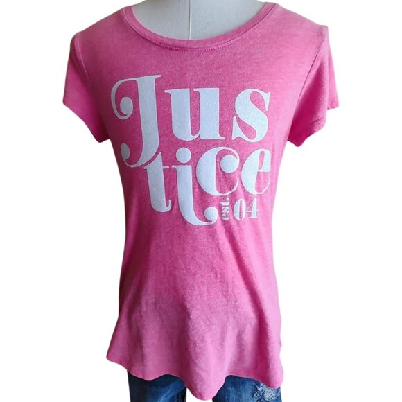 Justice Pink Sparkle Short Sleeve Top – Girls Size L (12/14) - Picture 4 of 11